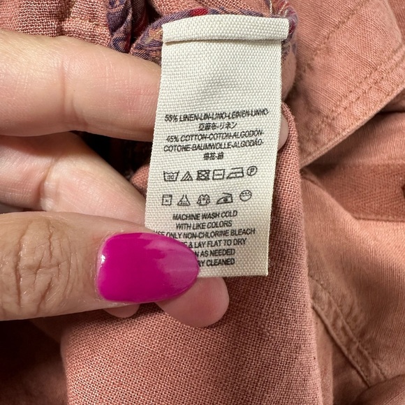 Free People Rosewood Linen Moto Style Jacket Zipper Pockets Snap Close XS - Picture 7 of 9